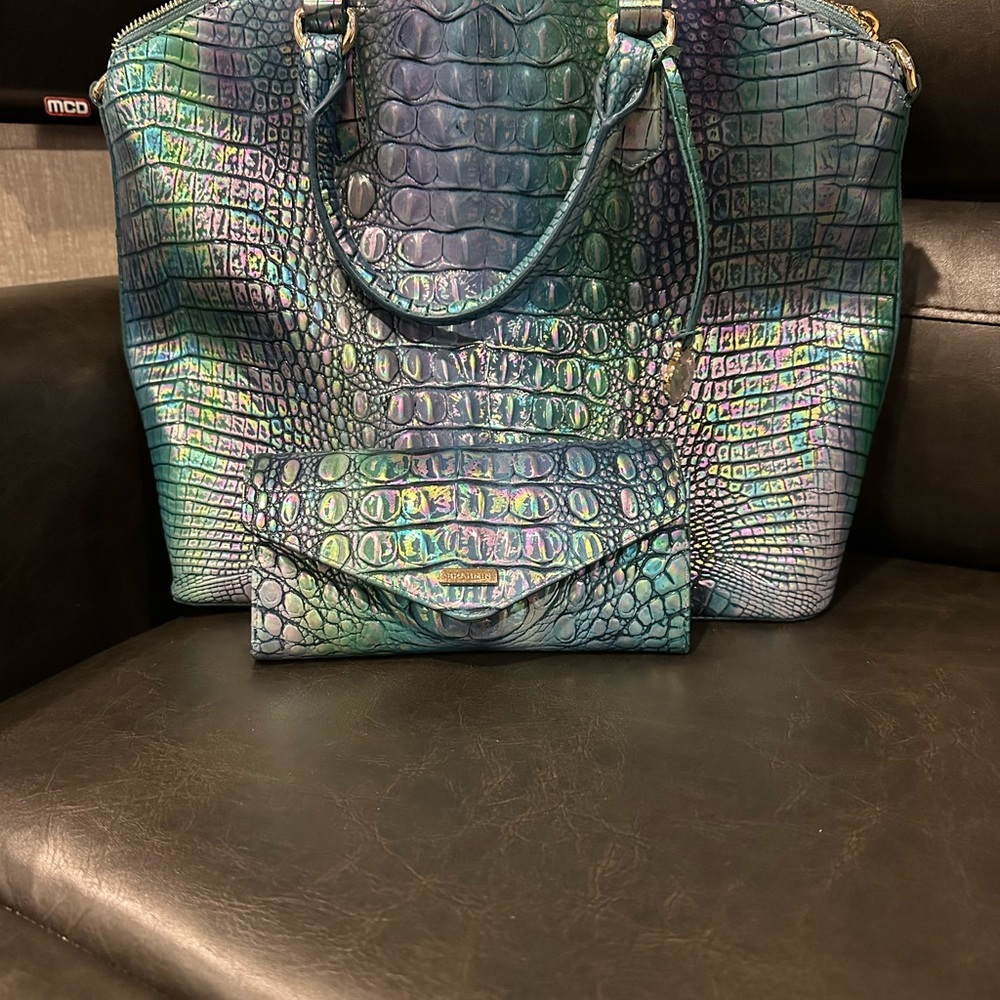 Multicolored Brahmin handbag with matching wallet